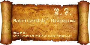 Matriszottó Hieronima névjegykártya